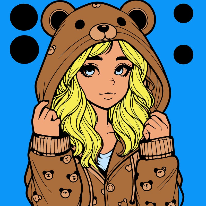 realistic girl in a animal pjs hoodie