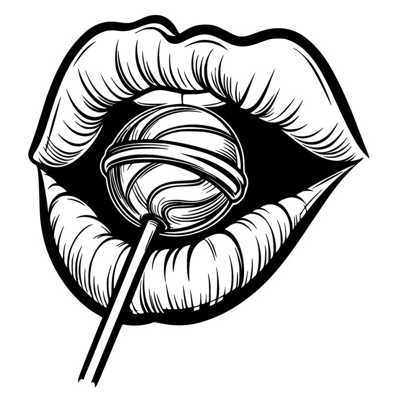 lips with lollipop in mouth