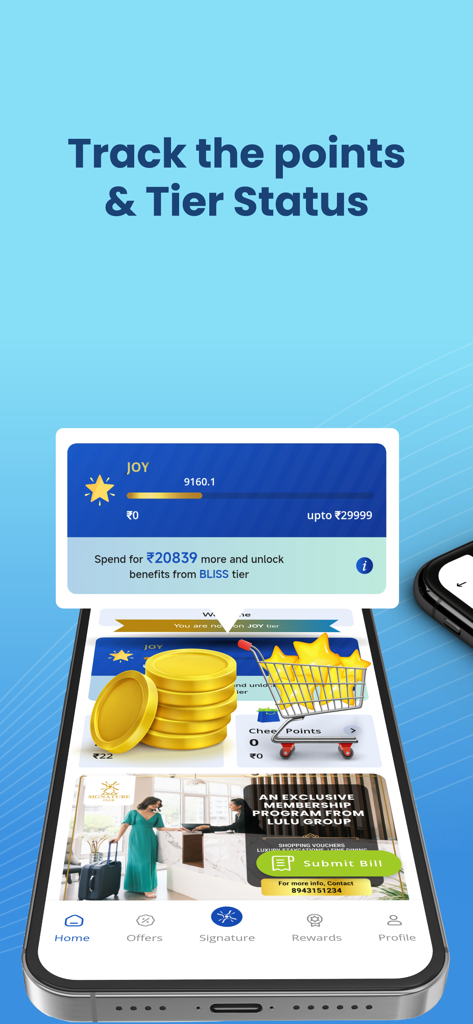 LuLu Happiness - LuLu Happiness app screen showing loyalty points tracking and tier status progress