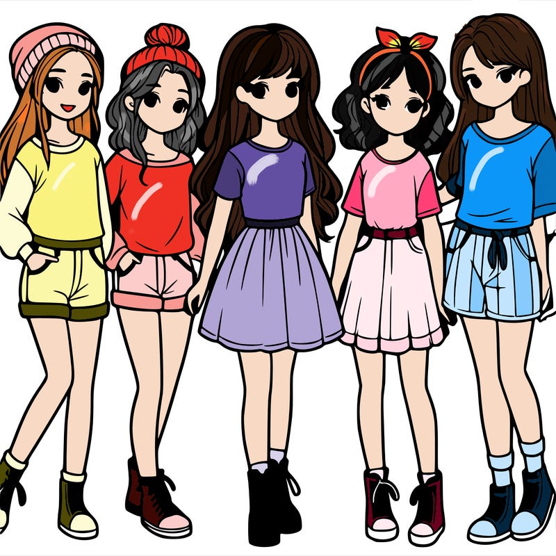 a group of five girls