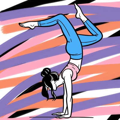 a woman doing a handstand