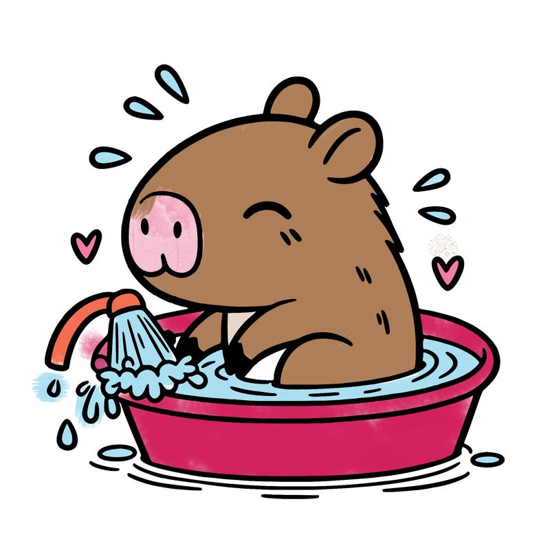 capybara taking a bath
