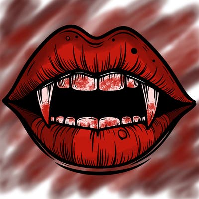 lips with vampire teeth