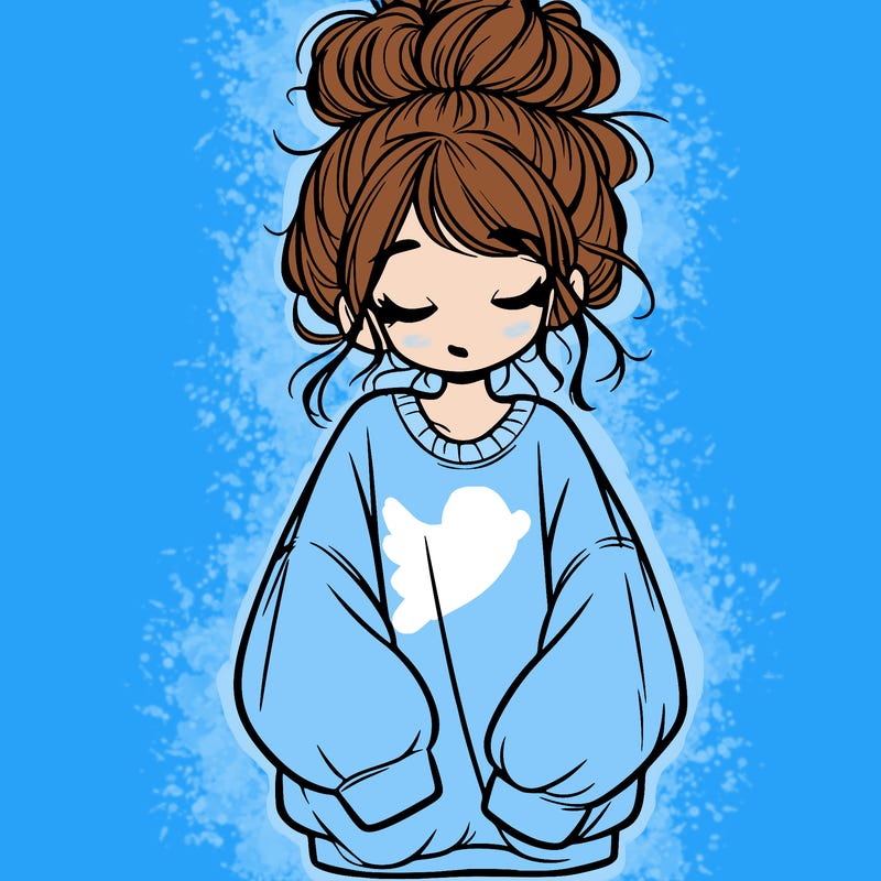 girl with baggy sweatshirt and messy bun