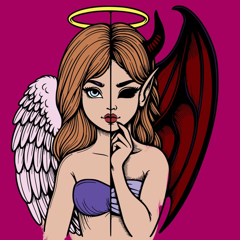 realistic angel half demon
