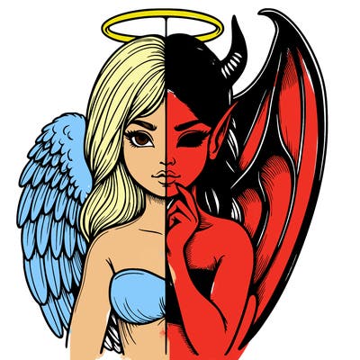 realistic angel half demon