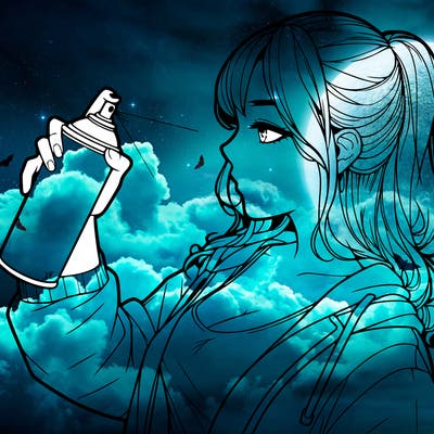 a realistic girl spray, painting