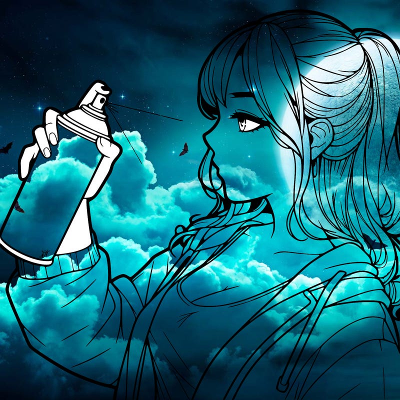 a realistic girl spray, painting