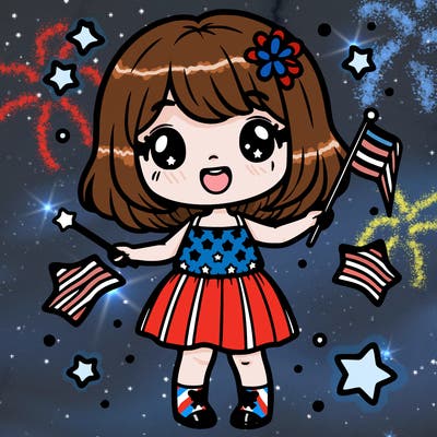 cute girl celebrating fourth of july