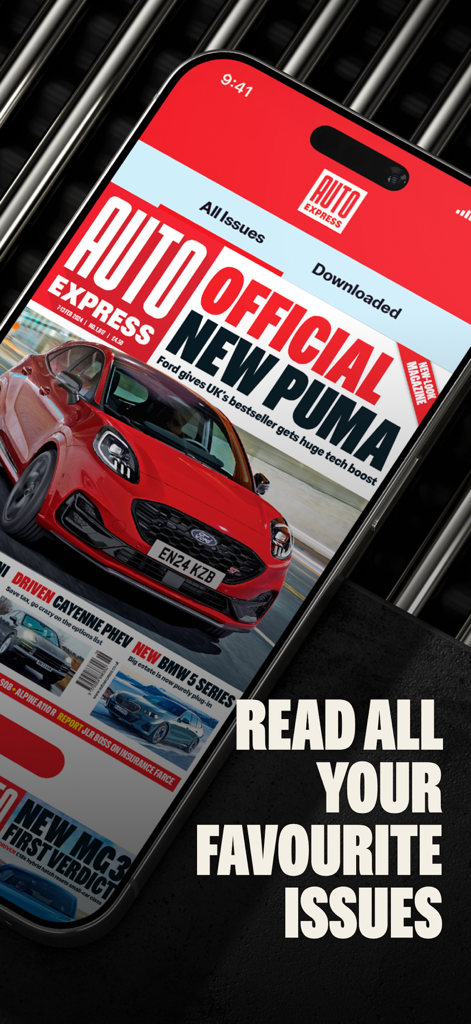 Auto Express-App zeigt Cover digitaler Magazine mit Autonachrichten und -bewertungen