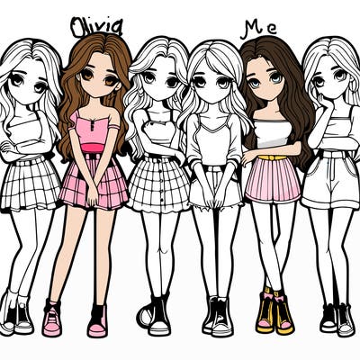 a group of girls realistic