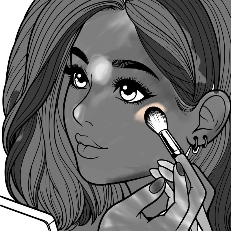 a realistic girl doing her makeup