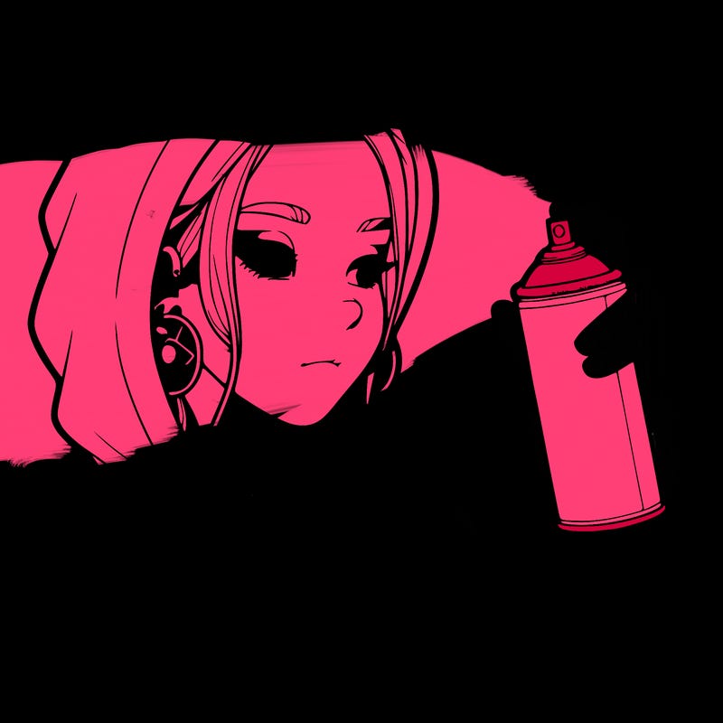 a realistic girl, spray painting