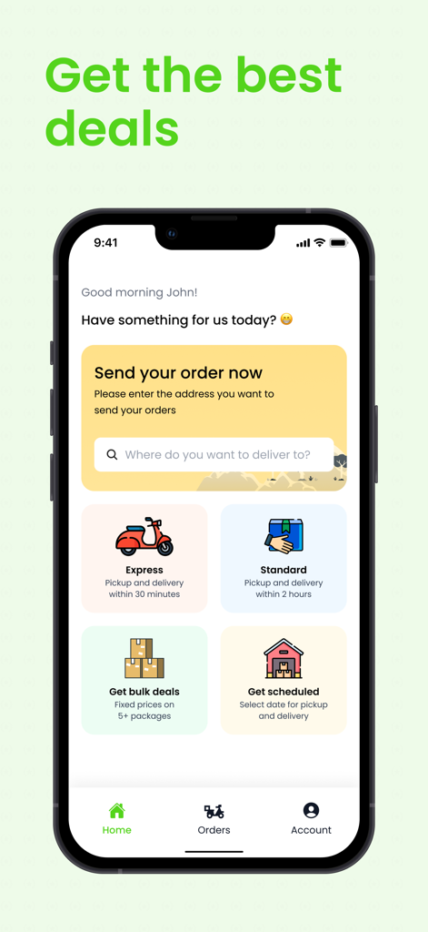 eWAKA Tech - eWAKA Tech app dashboard showing express and standard delivery services