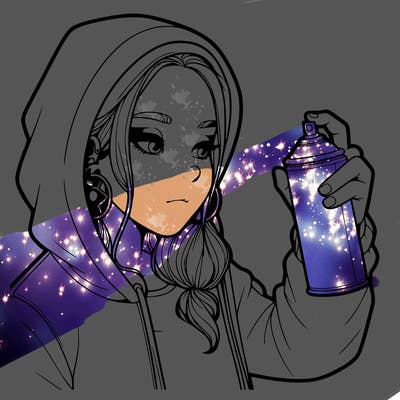 a realistic girl, spray painting