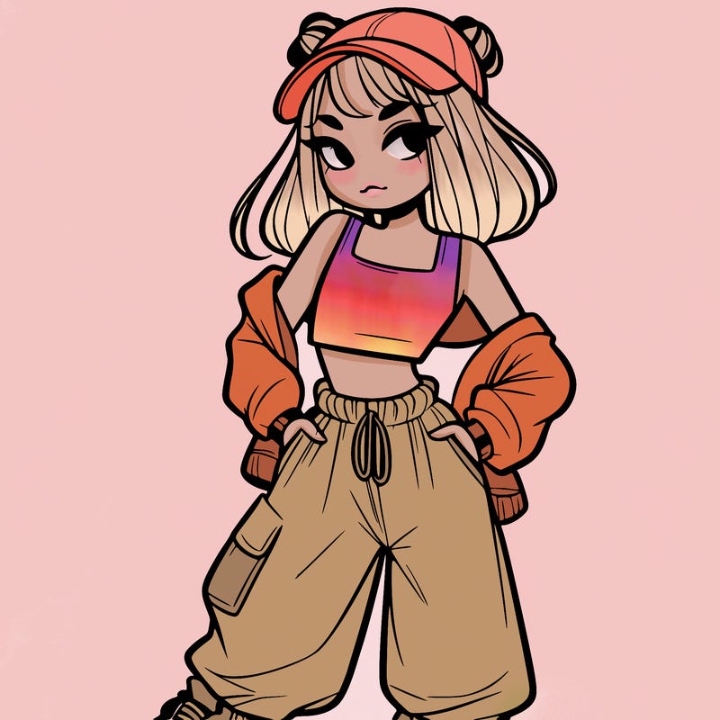girl in crop top and baggy pants