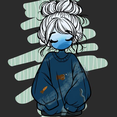 girl with baggy sweatshirt and messy bun