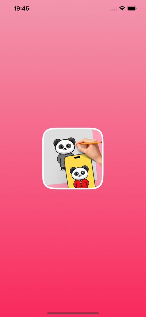 AR Drawing - Trace to Sketches - AR Drawing app splash screen showing a hand tracing a panda image from a smartphone onto paper