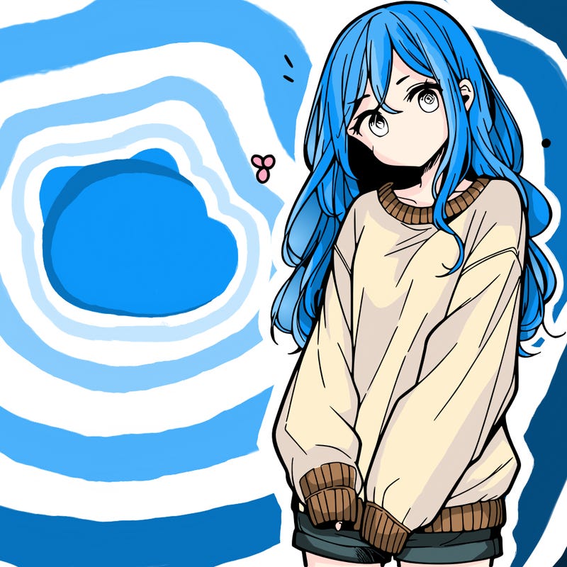 manga teen girl  in a sweater and baggy pants