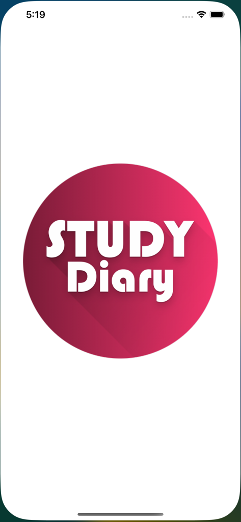 CCC STUDY Diary - CCC STUDY Diaryアプリのスプラッシュスクリーン。ピンクの円の中にロゴが表示されています。