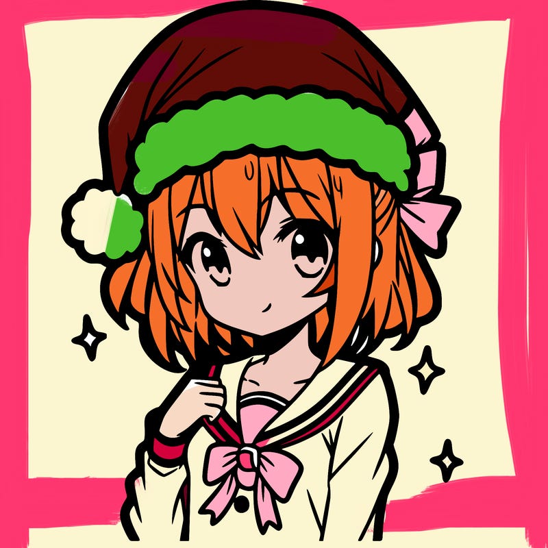 anime girl wearing a santa hat