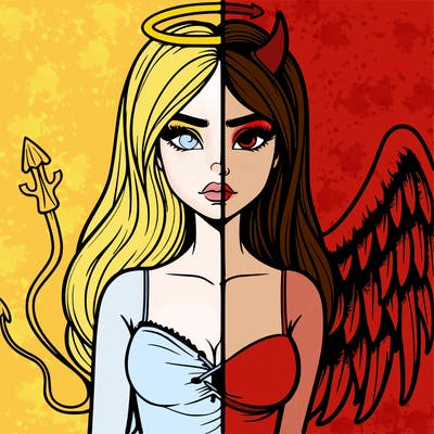 devil vs angel realistic girl