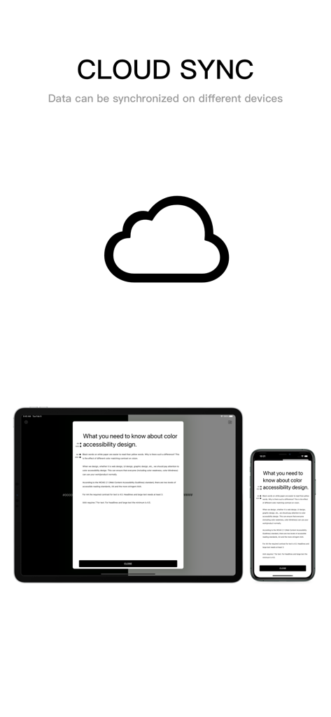 CONTRAST - Color Accessibility - iPhoneとiPadでカラーアクセシビリティデザインガイドラインを示すクラウド同期機能