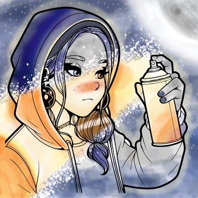 a realistic girl, spray painting
