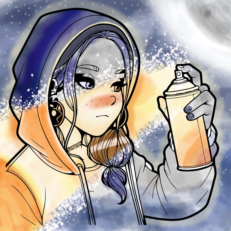 a realistic girl, spray painting