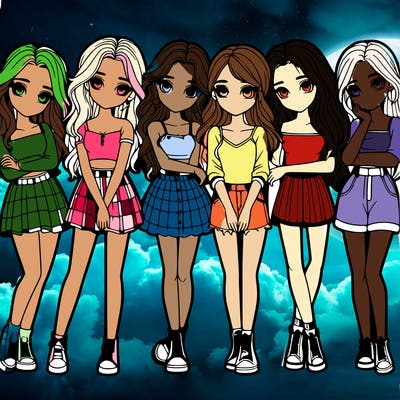 a group of girls realistic