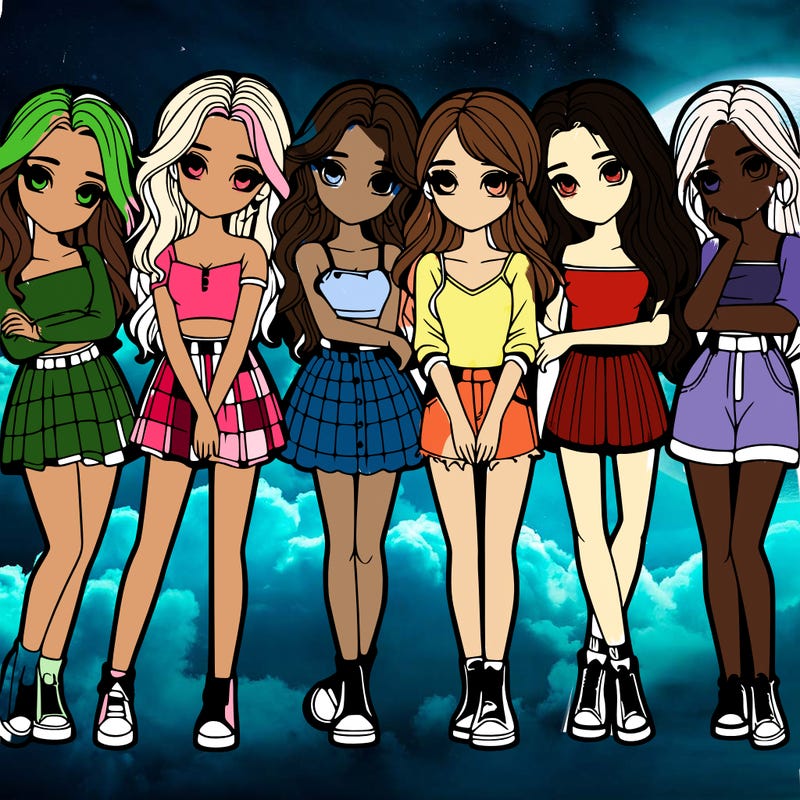 a group of girls realistic