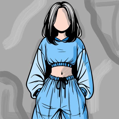 realistic girl faceless with baggy pants and a crop top