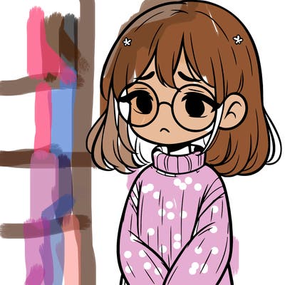 sad girl with glasses in a sweater