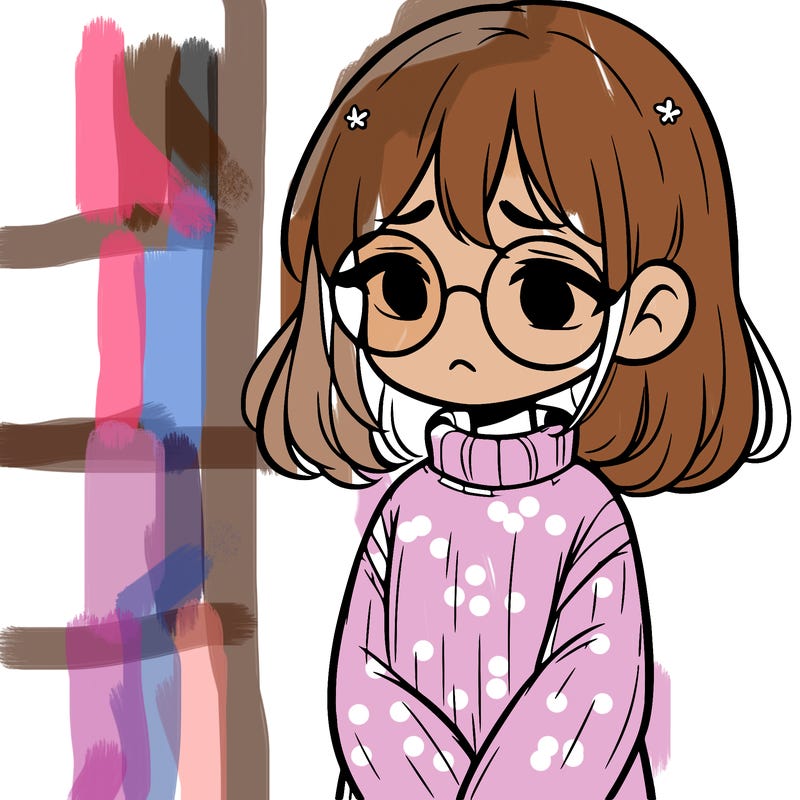 sad girl with glasses in a sweater