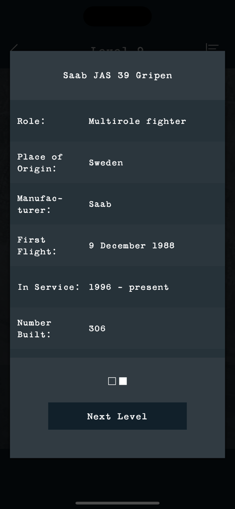 Detailed specifications for the Saab JAS 39 Gripen aircraft