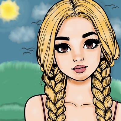 realistic girl with braids