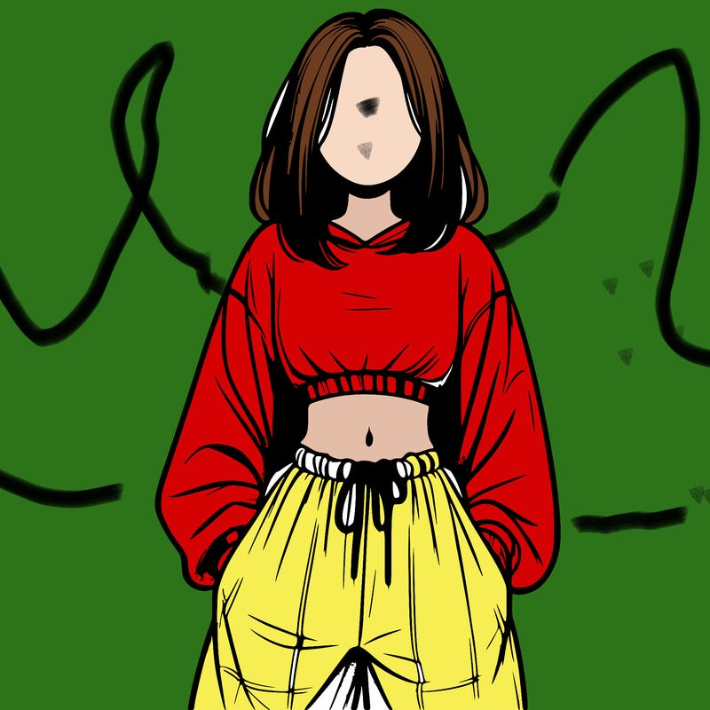 realistic girl faceless with baggy pants and a crop top