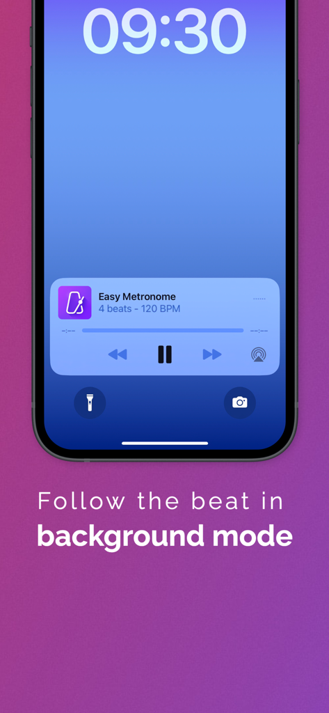 Easy Metronome - Easy Metronome lock screen widget showing background mode playback