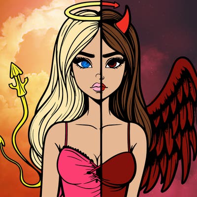 devil vs angel realistic girl