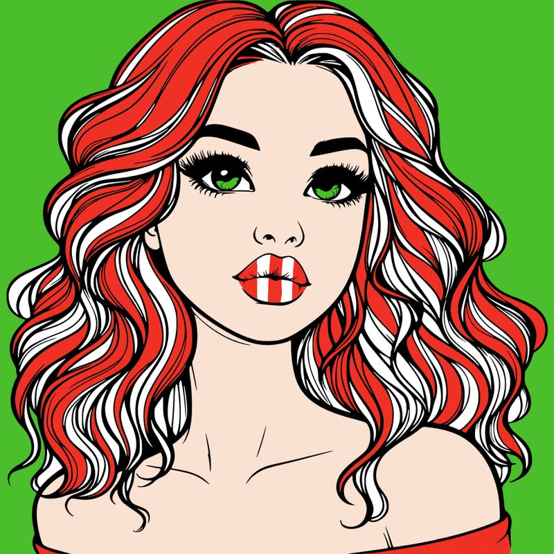 realistic girl with wavy hair and lips