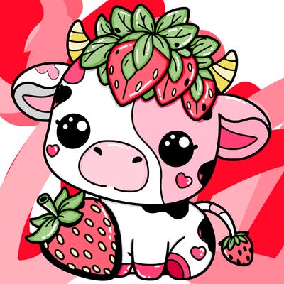 cute strawberry cow