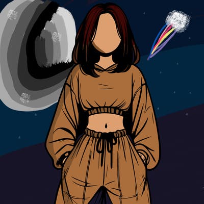 realistic girl faceless with baggy pants and a crop top