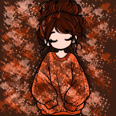 girl with baggy sweatshirt and messy bun