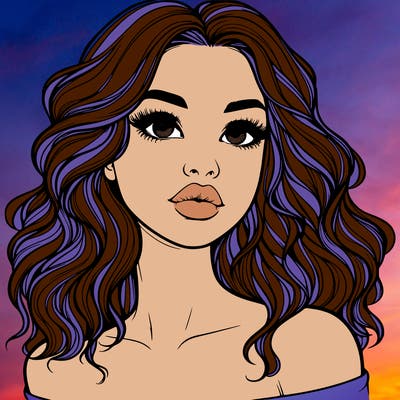 realistic girl with wavy hair and lips