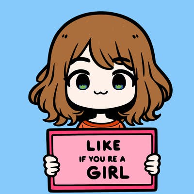 a cute girl holding a sign that says like if you’re a girl