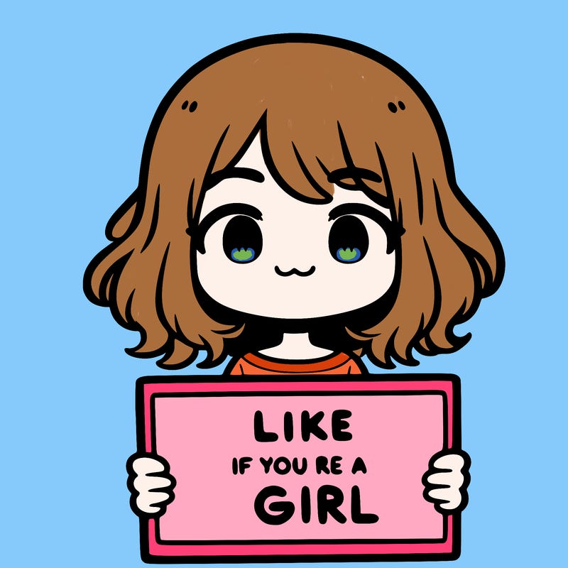 a cute girl holding a sign that says like if you’re a girl