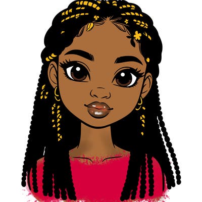 a realistic black girl with braids