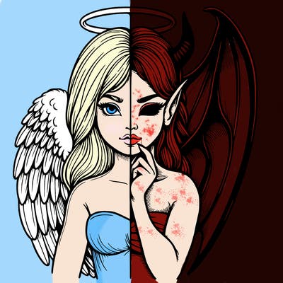 realistic angel half demon