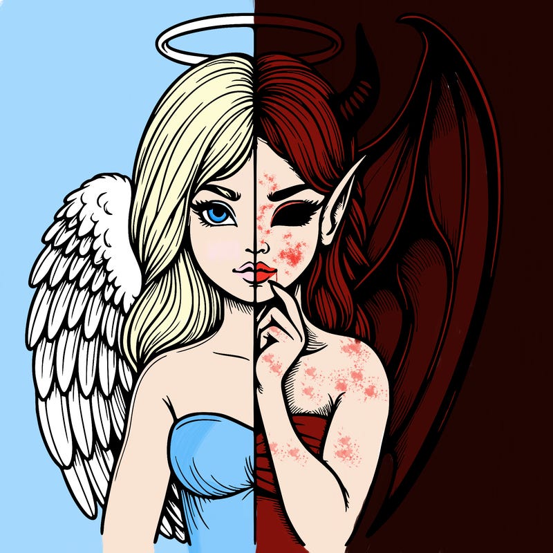 realistic angel half demon