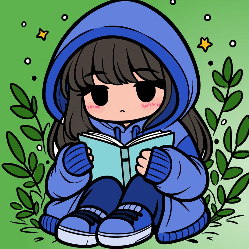 girl in oversized hoodie reading a book